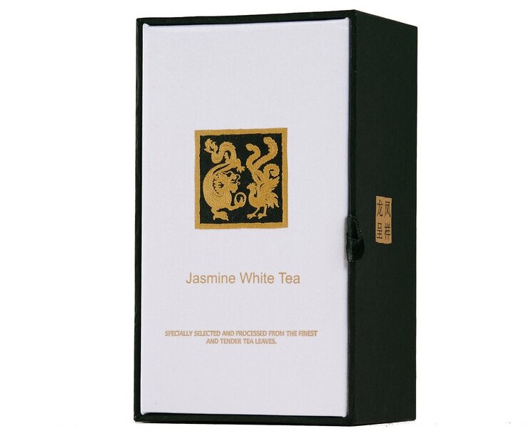 Чай Белый с Жасмином White Jasmine Tea ЛУН ФЭН дракон и феникс, листовой 100г, подарочный, элитный, премиум