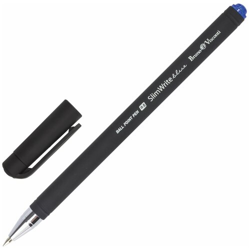 Bruno visconti Ручка шариковая SlimWrite, Black, синяя, корпус черный, узел 0,5 мм, линия письма 0,3 мм, 20-0009, 24 шт.