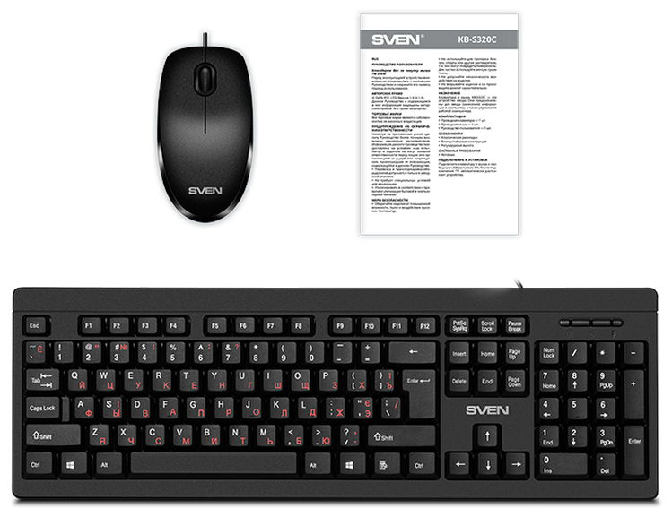 Набор клавиатура+мышь SVEN KB-S320C черный (104 кл., 1000DPI, 2+1кл.)