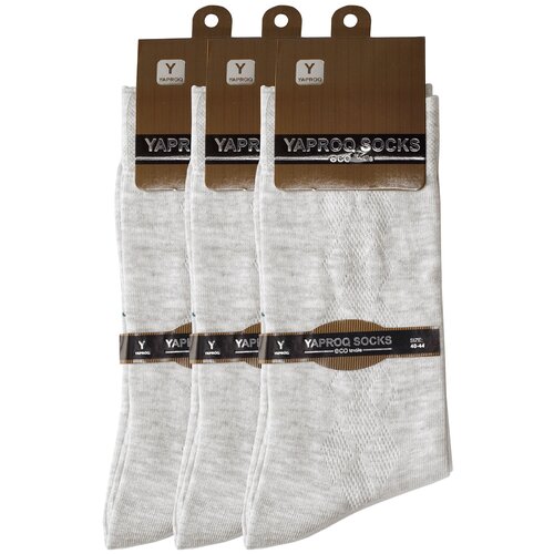 фото Носки мужские yaproq комплект 3 пары высокие классические, цвет белый, размер 40-44