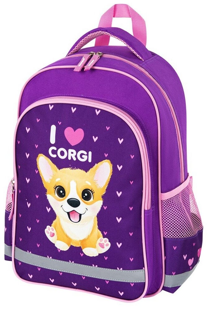 Рюкзак Пифагор School для начальной школы "I love corgi" 38x28х14 см (270653)