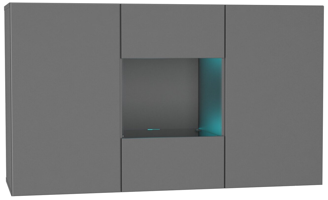 Комод подвесной, шкаф подвесной POINT 1.2 120х70х40 (ШхВхГ) см, Серый/Серый Графит, подсветка полок