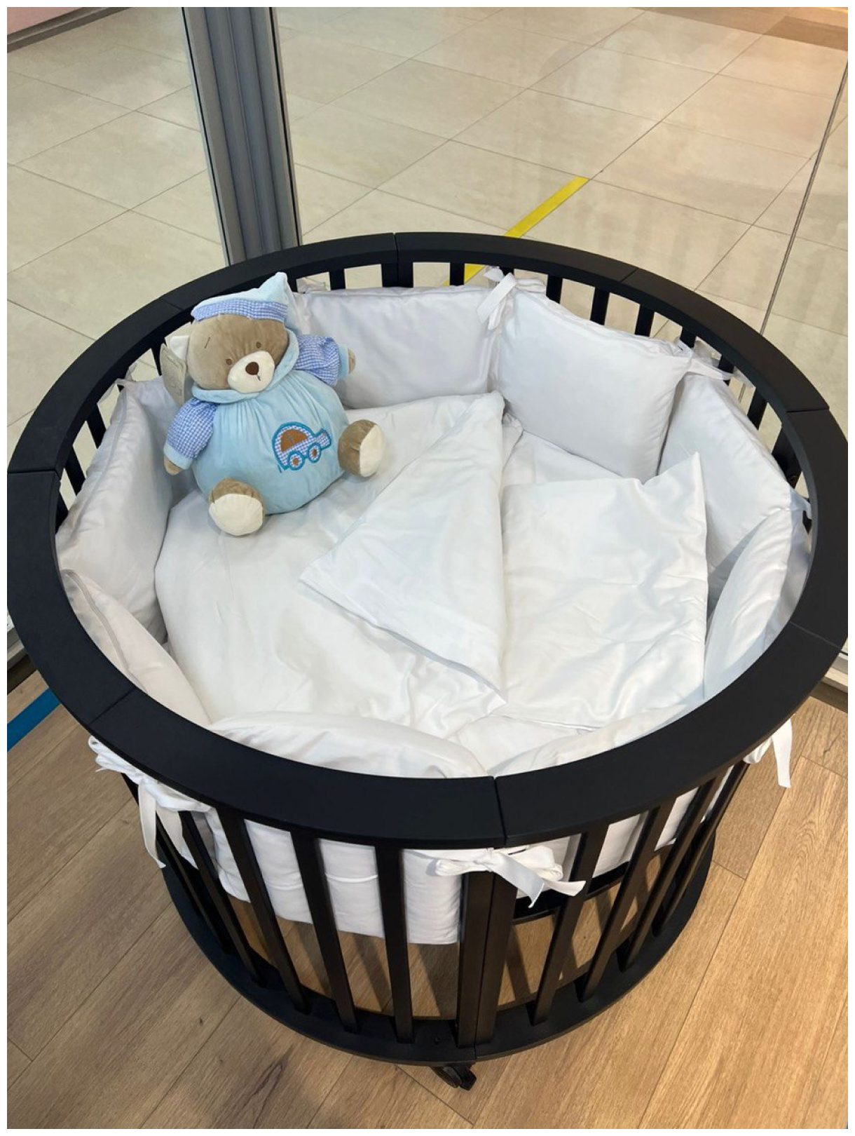 Кровать, детский манеж с регулировкой дна для новорожденных ComfortBaby Grow baby Elegant - черная купить