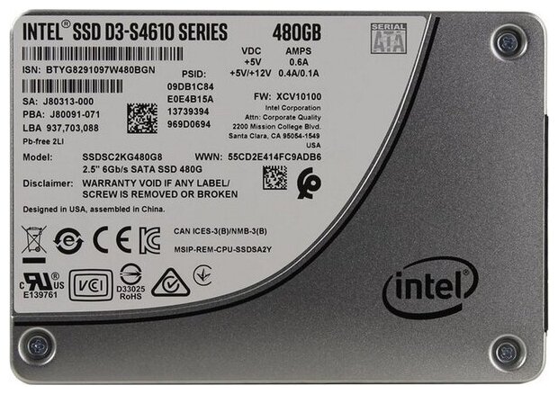 SSD диск 480Gb Intel SSDSC2KB480G801 1834400₽
