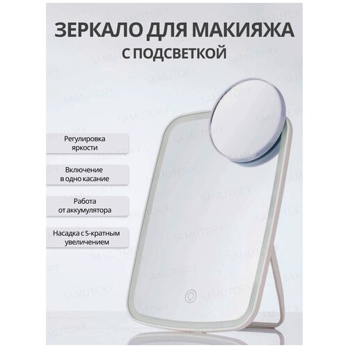 Xiaomi / Косметическое зеркало NV663 с подсветкой для макияжа Jordan Judy Monochrome LED Makeup Mirror ( Настольное с 5-кратным увеличением)