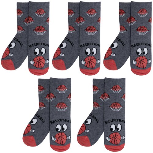 Комплект из 5 пар детских носков RuSocks (Орудьевский трикотаж) рис. 05, серые, размер 18-20