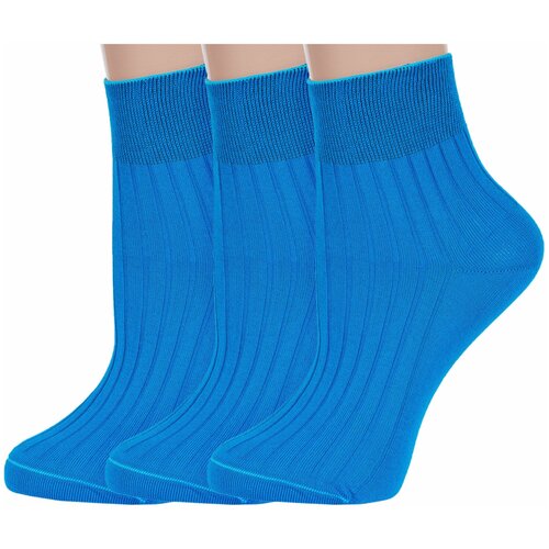 Носки RuSocks, 3 пары, размер 23, бирюзовый