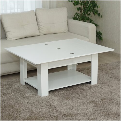 Журнальный стол DaVita-мебель трансформер Рим 11.1, Белый шпон, 87х60х52 см