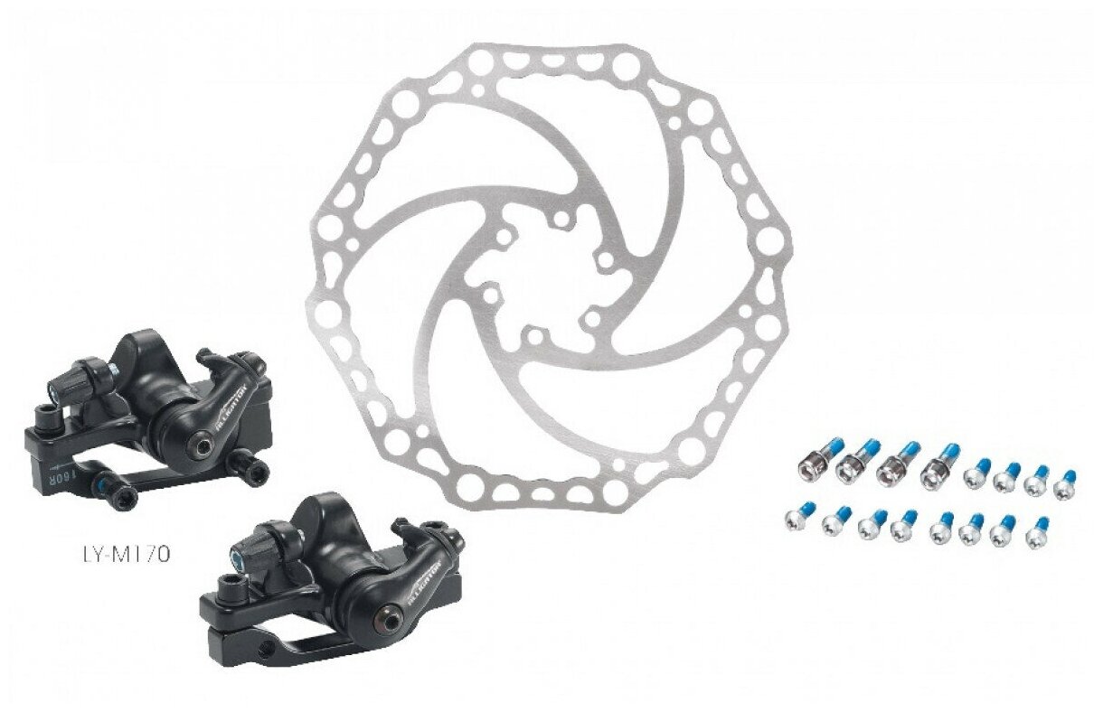 Торм. набор мех. 6-200484 комплект перед+зад без ручек и дисков LY-M170 инд. уп. черн ALLIGATOR