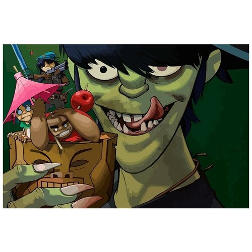 Картина по номерам на холсте музыка Gorillaz - 8639 Г 60x40 картина по номерам на холсте музыка gorillaz 8637 в 60x40