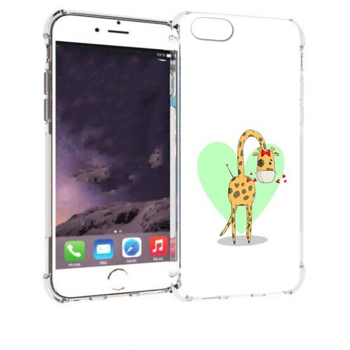 Чехол задняя-панель-накладка-бампер MyPads Влюбленный жираф 14 февраля для iPhone 6/6S 4.7 противоударный