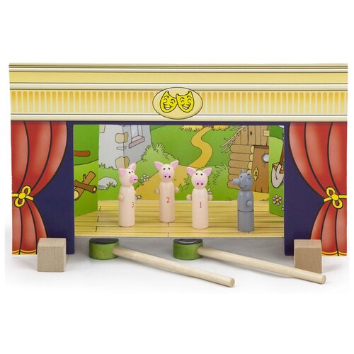 Деревянный игровой набор VIGA магнитный кукольный театр (15 кукол, 4 декорации) вига 56005