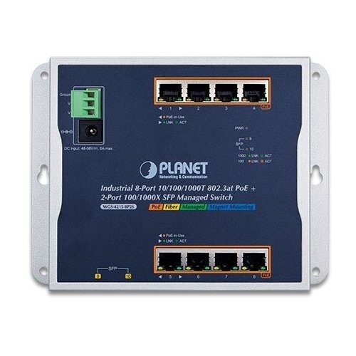 Промышленный 8-портовый коммутатор Planet WGS-4215-8P2S 3722200₽
