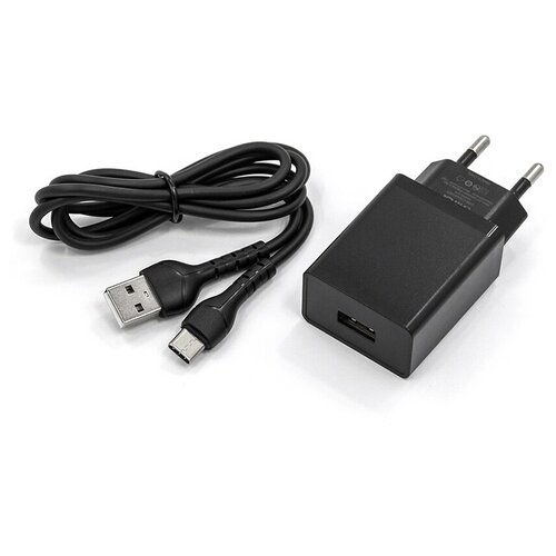Сетевое зарядное устройство Mirex U16t, USB, 2.4 А, кабель Type-C, 1 м, черное
