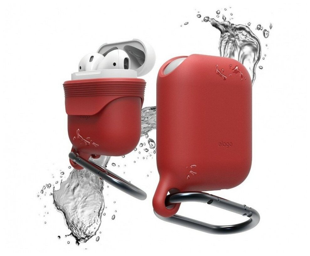 Elago для AirPods чехол Waterproof hang case Red