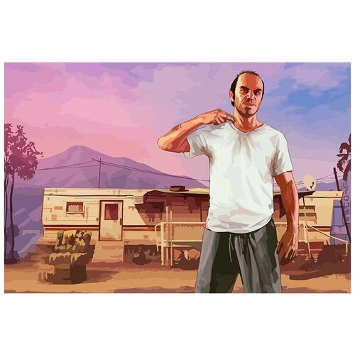 Картина по номерам на холсте игра GTA V (Grand Theft Auto, Тревор Филипс) - 8596 Г 60x40 картина по номерам на холсте игра gta v 8587 г 60x40