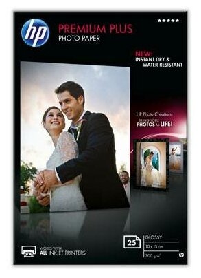 Фотобумага HP Premium Plus Высококачественная Глянцевая,300г/м2, A6(10X15)/25л.