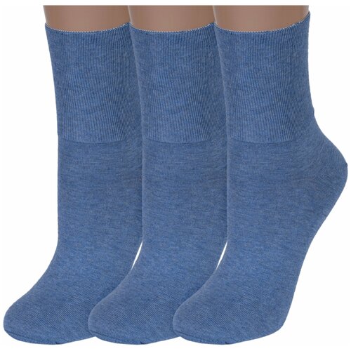 фото Комплект из 3 пар женских носков с широкой резинкой rusocks (орудьевский трикотаж) джинс, размер 23-25