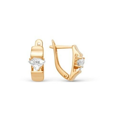 С-00112 Серьги c бесцветным фианитом, цвет-розовый, металл-серебро