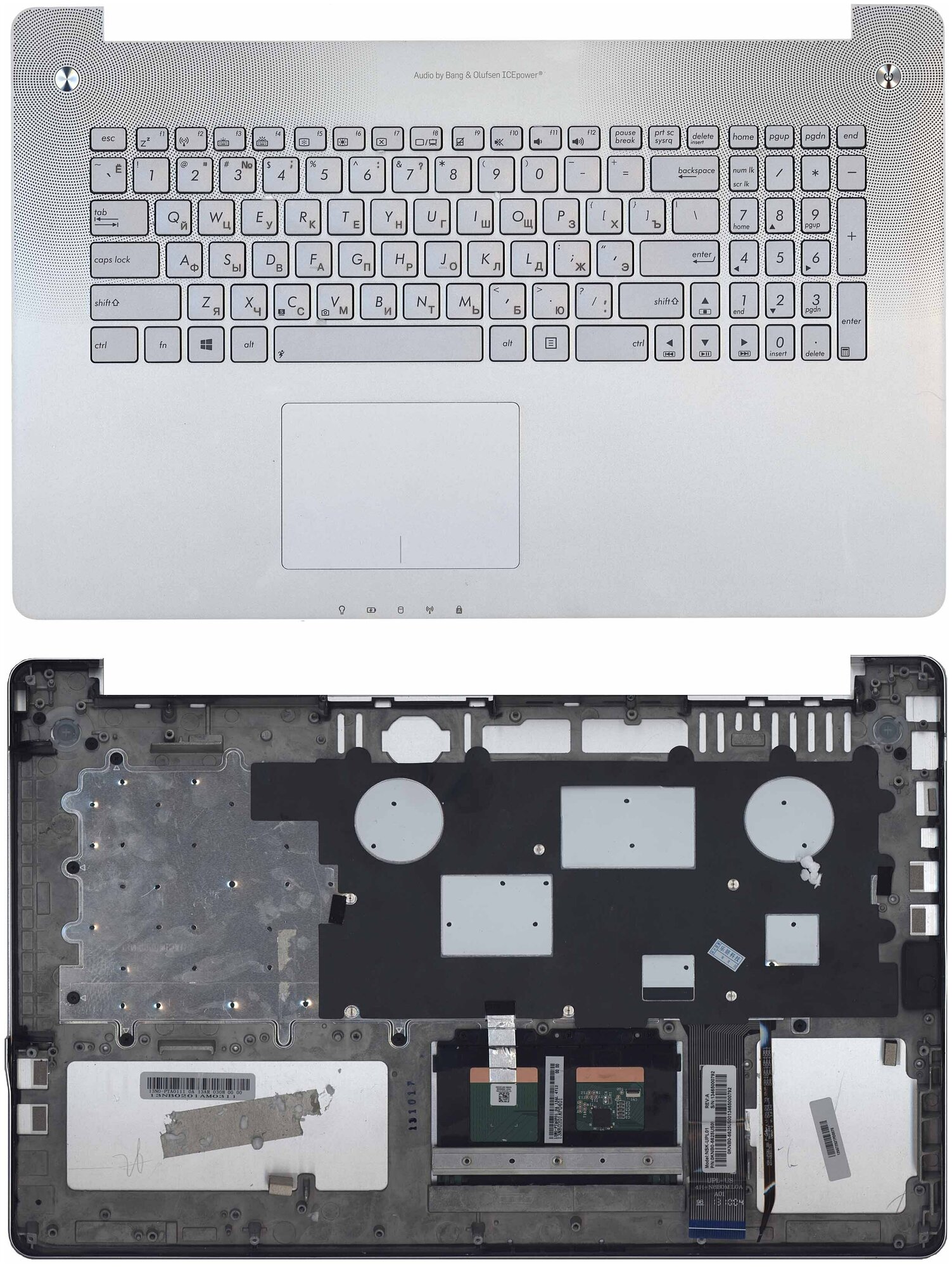 Клавиатура keyboard NSK-UPL01 для ноутбука Asus N750 N750J N750JK N750JV серебристая топ-панель 4275₽
