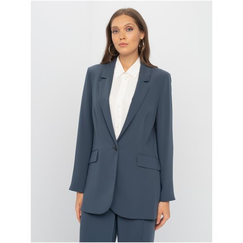 Пиджак Gerry Weber, удлиненный, силуэт прямой, размер 3XL, синий