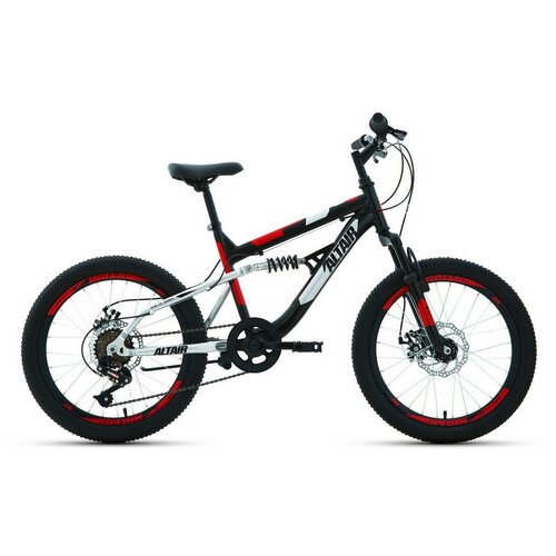 Велосипед ALTAIR MTB FS 20 D (20 6 ск. рост. 14) 2022, черный/красный, RBK22AL20047 велосипед altair mtb ht 20 2 0 d 20 6 ск рост 10 5 2022 темно синий серебристый ibk22al20081