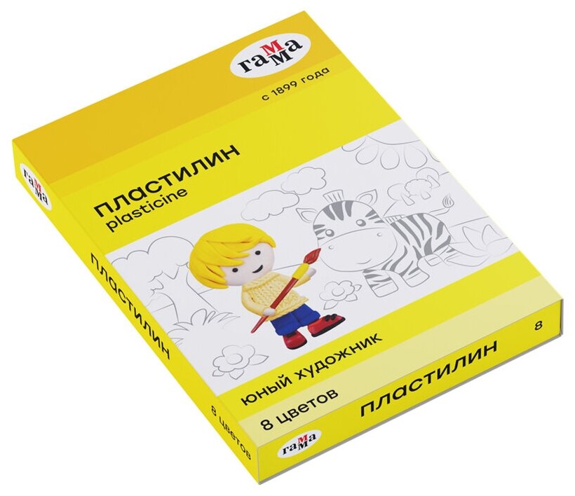 Пластилин Гамма "Юный художник" NEW, 08 цветов, 112г, со стеком, картон. упаковка, 4 штуки