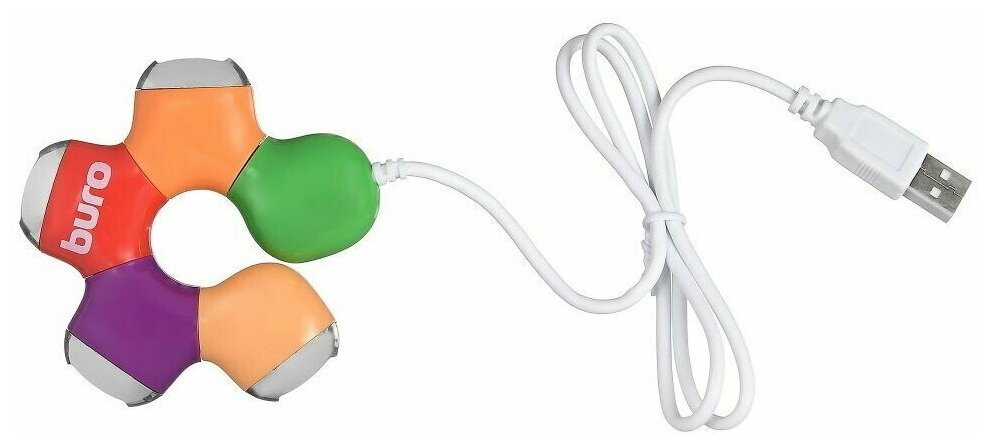 Разветвитель USB 20 Buro BU-HUB4-05-U20-Flower 4 порта разноцветный