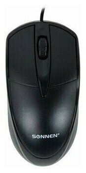 Мышь проводная Sonnen B61 USB 1000 dpi 2 кнопки колесо-кнопка оптическая черная 513513