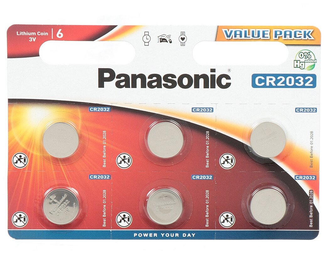 Panasonic Батарейка Panasonic Lithium Power CR-2032EL/6BW 6шт