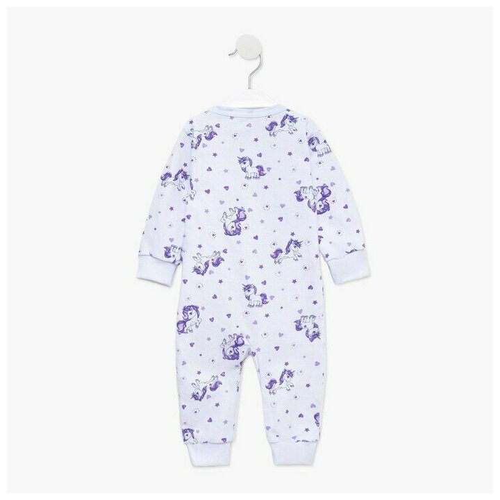 фото Комбинезон детский, цвет белый/фиолетовый, рост 68 см