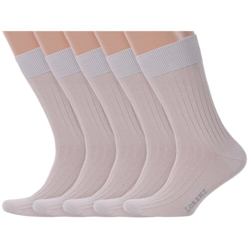Комплект из 5 пар мужских носков LORENZLine из 100% хлопка серые, размер 27 (41-42)