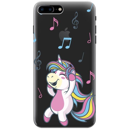 Силиконовый чехол на Apple iPhone 8 Plus / 7 Plus / Эпл Айфон 7 Плюс / 8 Плюс с рисунком Musical Unicorn силиконовый чехол на apple iphone 8 plus 7 plus эпл айфон 7 плюс 8 плюс с рисунком lady unicorn soft touch розовый