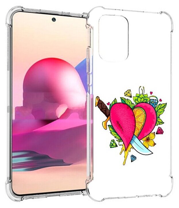 Чехол задняя-панель-накладка-бампер MyPads Фруктовое сердце для Xiaomi Redmi Note 10 (2021)/Redmi Note 10S 8/128GB (NFC) противоударный