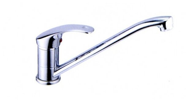 LEDEME Смеситель д/кухни (Zn) плоский поворотный излив 20см, керам.картр.35мм, шпилька, хром, L4236