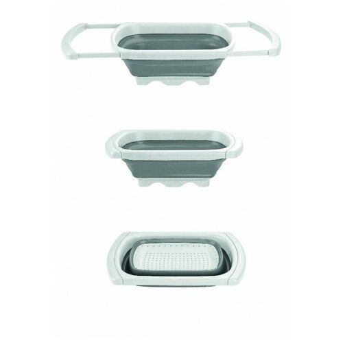 CELLTIX Дуршлаг складной 39/60*27*12см, ручки телескоп. силикон, б.-серый , E1M