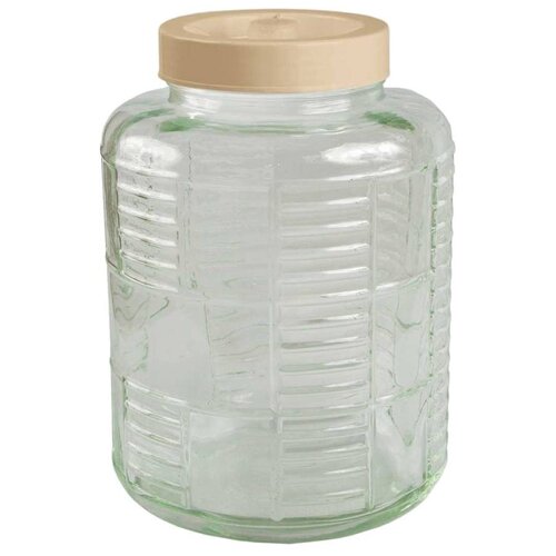 Стеклянная банка - бутыль с широким горлом 7 литров, с пластиковой крышкой с гидрозатвором