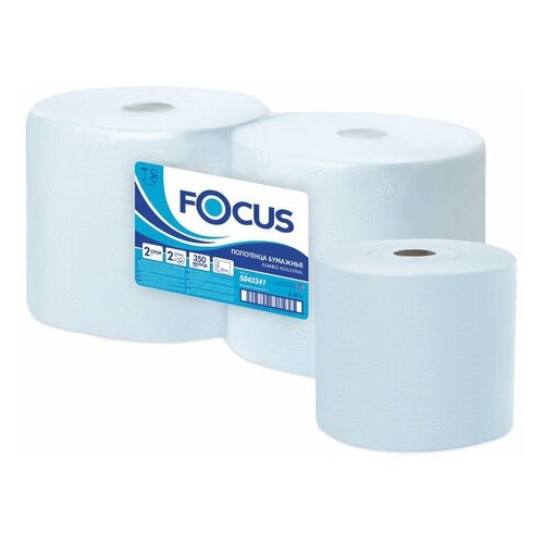 Протирочная бумага в рулонах Focus Jumbo 5043341, 2-слойная голубая, 2 рулона по 350м