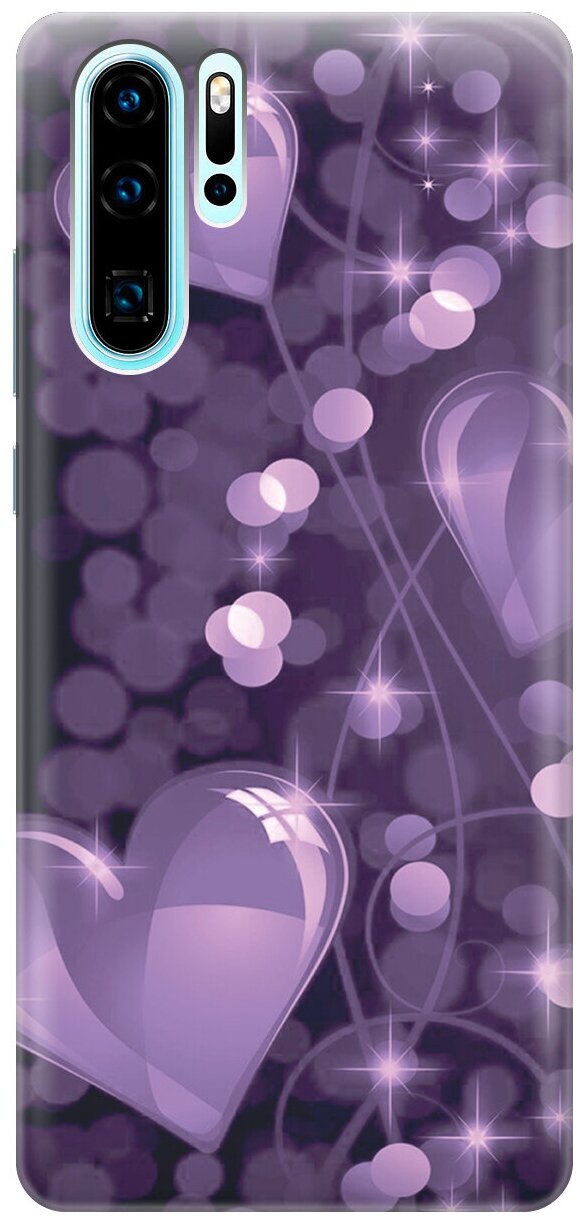 Силиконовый чехол на Huawei P30 Pro / Хуавей П30 Про с эффектом блеска "Любовь в фиолетовом цвете"