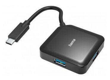 Разветвитель USB-C HAMA H-200112 USB-C hub черный 00200112