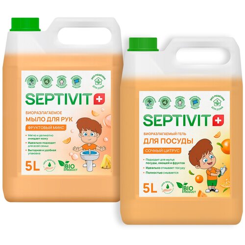 Жидкое мыло для рук SEPTIVIT Premium/средство для посуды Септивит/Набор мыло фруктовый микс + средство для посуды сочный цитрус
