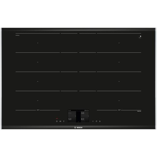 Индукционная варочная панель BOSCH PXY875KV1E, с рамкой, цвет панели черный, цвет рамки серебристый индукционная варочная панель bosch serie 2 pif645bb5e