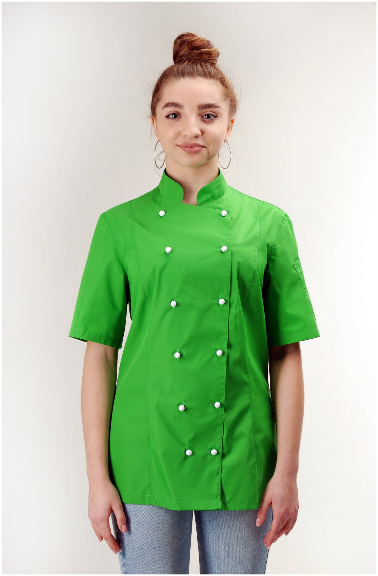 Китель женский SOFIA, Kupifartuk/китель поварской/куртка повара/рубашка рабочая/униформа поварская, зеленый, 46