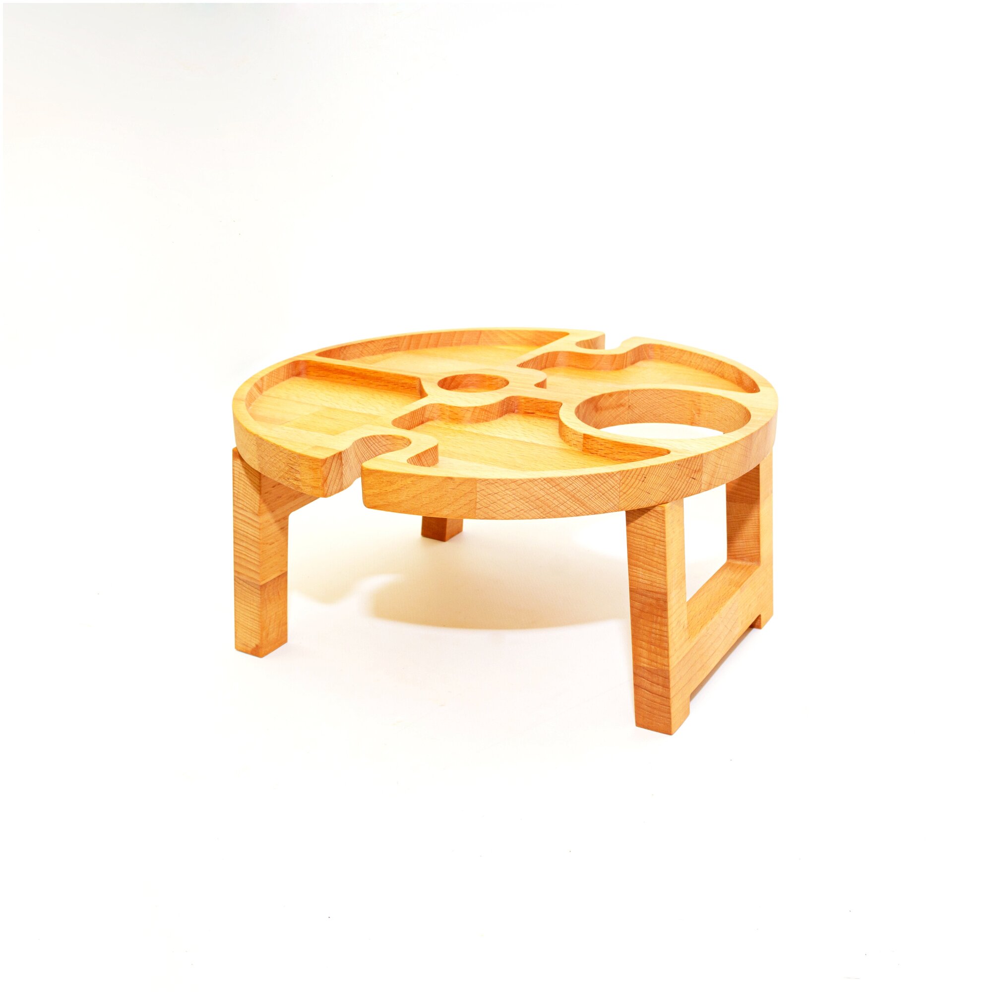 Столик винный деревянный, столик винница с менажницей на двоих, винный поднос, диаметр 31 см - фотография № 8