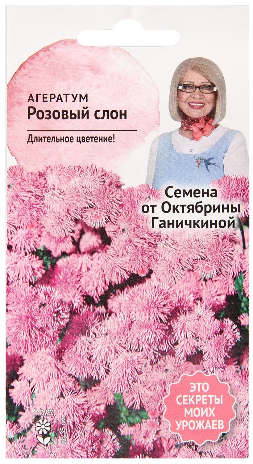 Агератум Розовый слон 0,05 г, семена однолетних цветов для сада дачи и дома, однолетние цветы для балкона для горшков, для домашнего выращивания