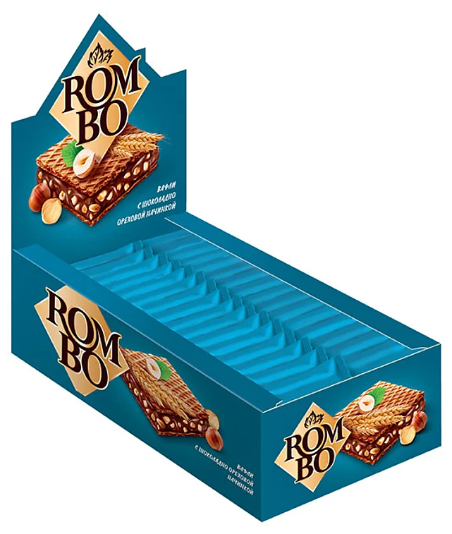 фото Rombo Вафли с ореховой начинкой, 32шт. Х 12,5г