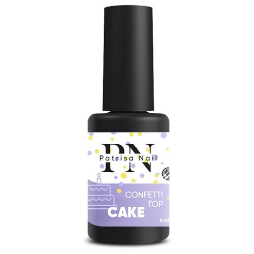 Patrisa Nail верхнее покрытие Confetti Top, cake, 8 мл patrisa nail верхнее покрытие kautschuk top прозрачный 8 мл