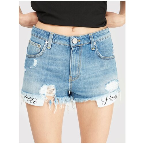 фото Шорты джинсовые укороченные с необработанным краем gaelle ru 40 / eu 25 / 25