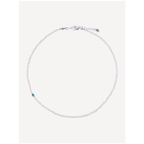 Бусы Greenbird из натурального жемчуга с кристаллом цвета изумруд