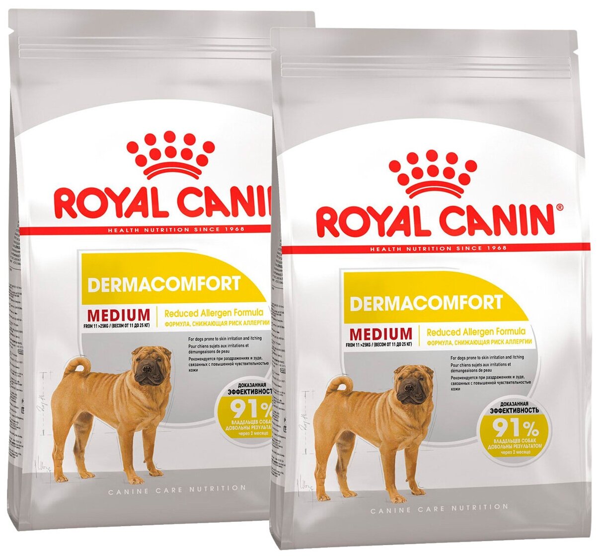 Сухой корм ROYAL CANIN MEDIUM DERMACOMFORT для взрослых собак средних пород при аллергии (10 + 10 кг)